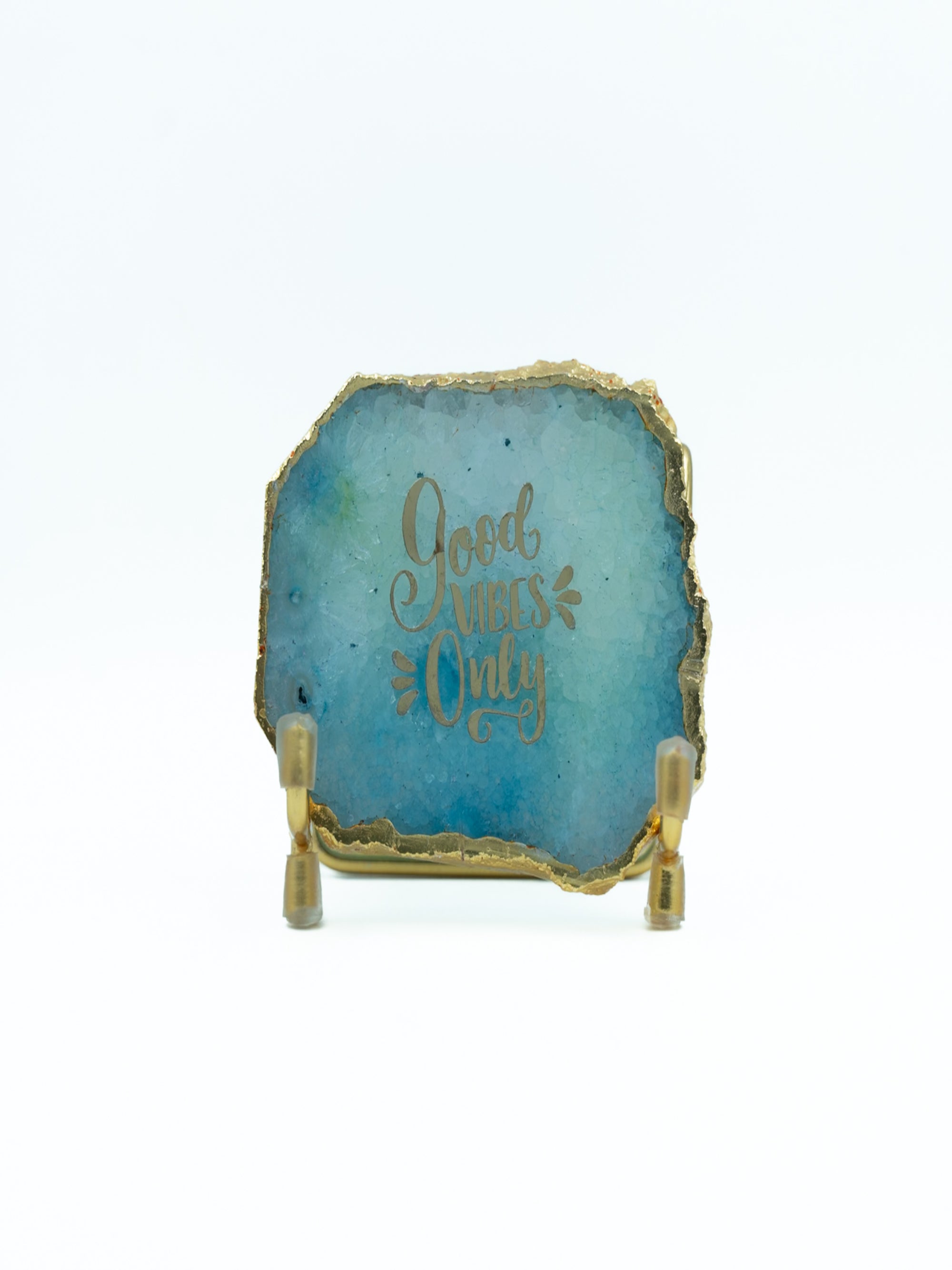 Good Vibes Agate Metal Showpeice