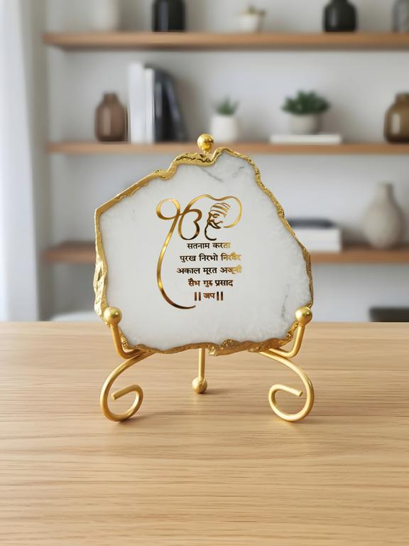 Premium Agate Decorative Plate with Stand | Mool Mantra Spiritual Design