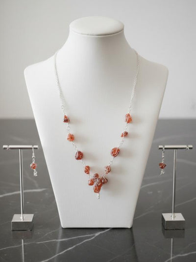 Smoky Quartz Brown Necklace With Earings