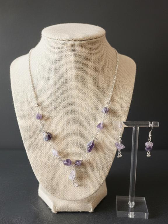 Amethyst Necklace With Earings
