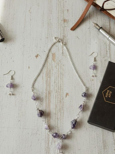 Amethyst Necklace With Earings