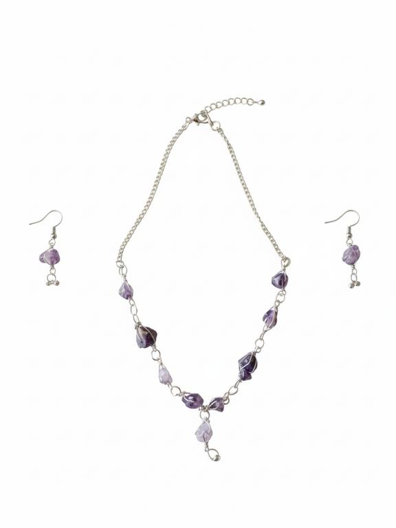 Amethyst Necklace With Earings