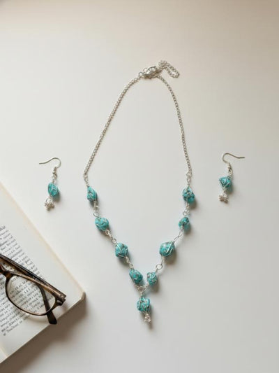 Tuquoise Gemstone Necklace with Earings