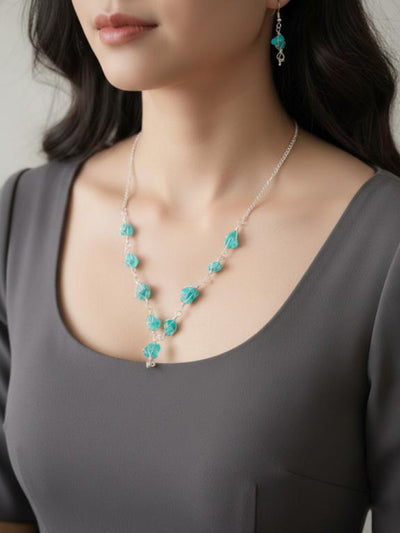 Tuquoise Gemstone Necklace with Earings