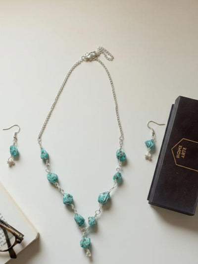 Tuquoise Gemstone Necklace with Earings