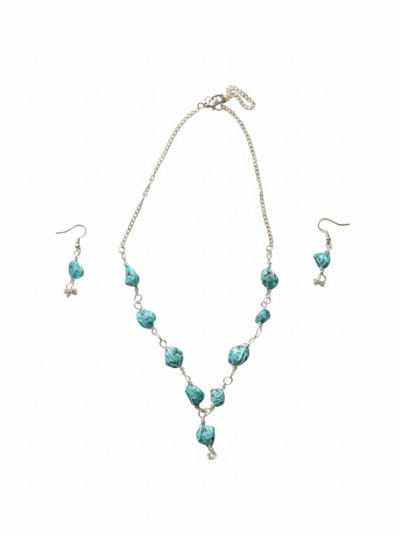Tuquoise Gemstone Necklace with Earings