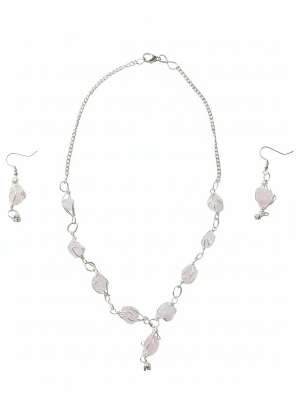 Rose Quartz  Necklace with Earings