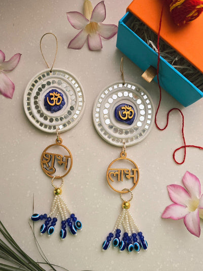 Door Hangings for Home Decoration - Blue Shubh Labh Om