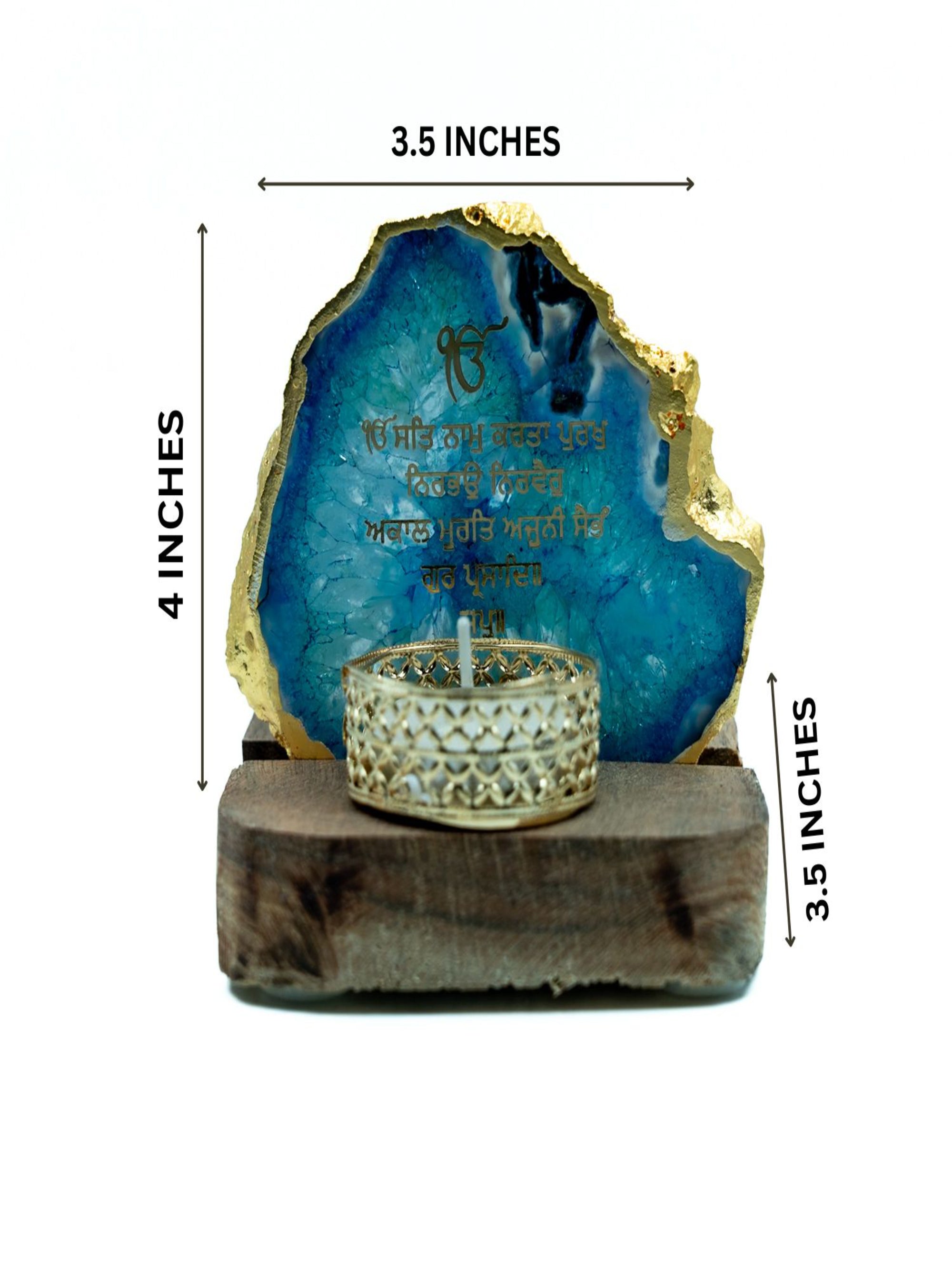 Ik Onkar Mantra Agate Tealight Wooden