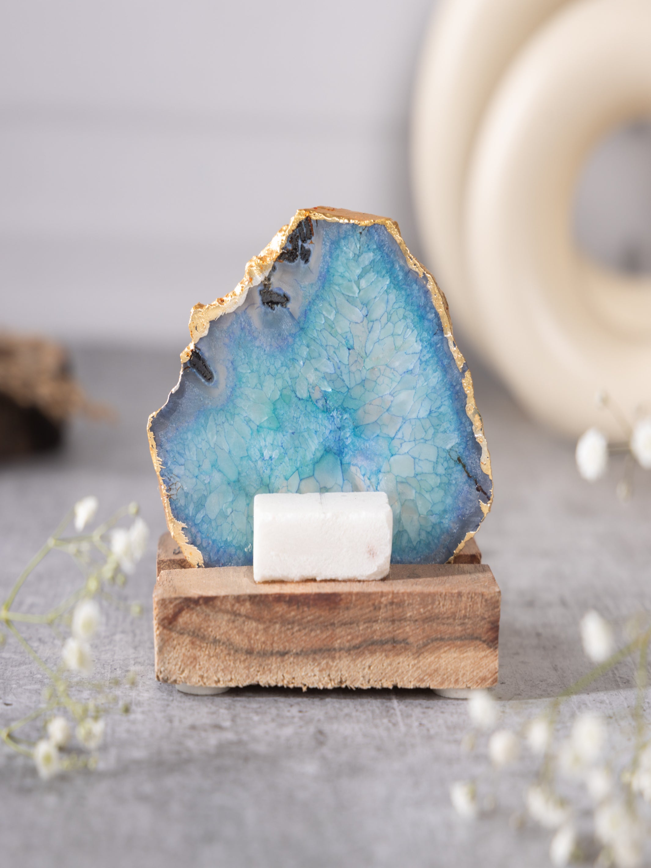 Ik Onkar Mantra Agate Tealight Wooden