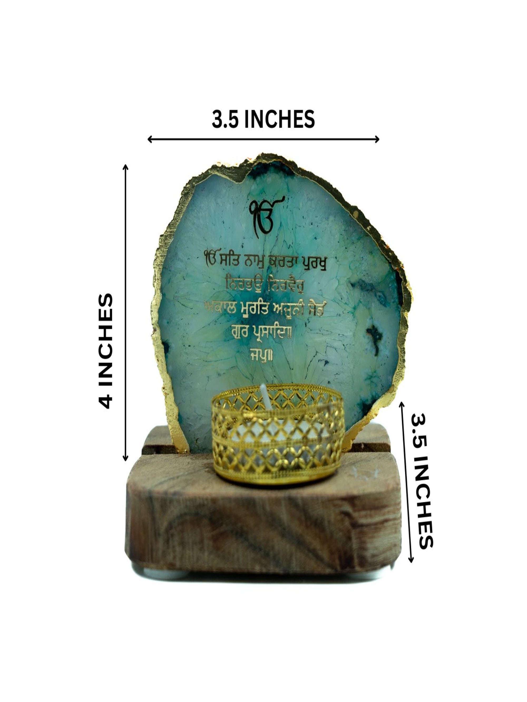 Ik Onkar Mantra Agate Tealight Wooden