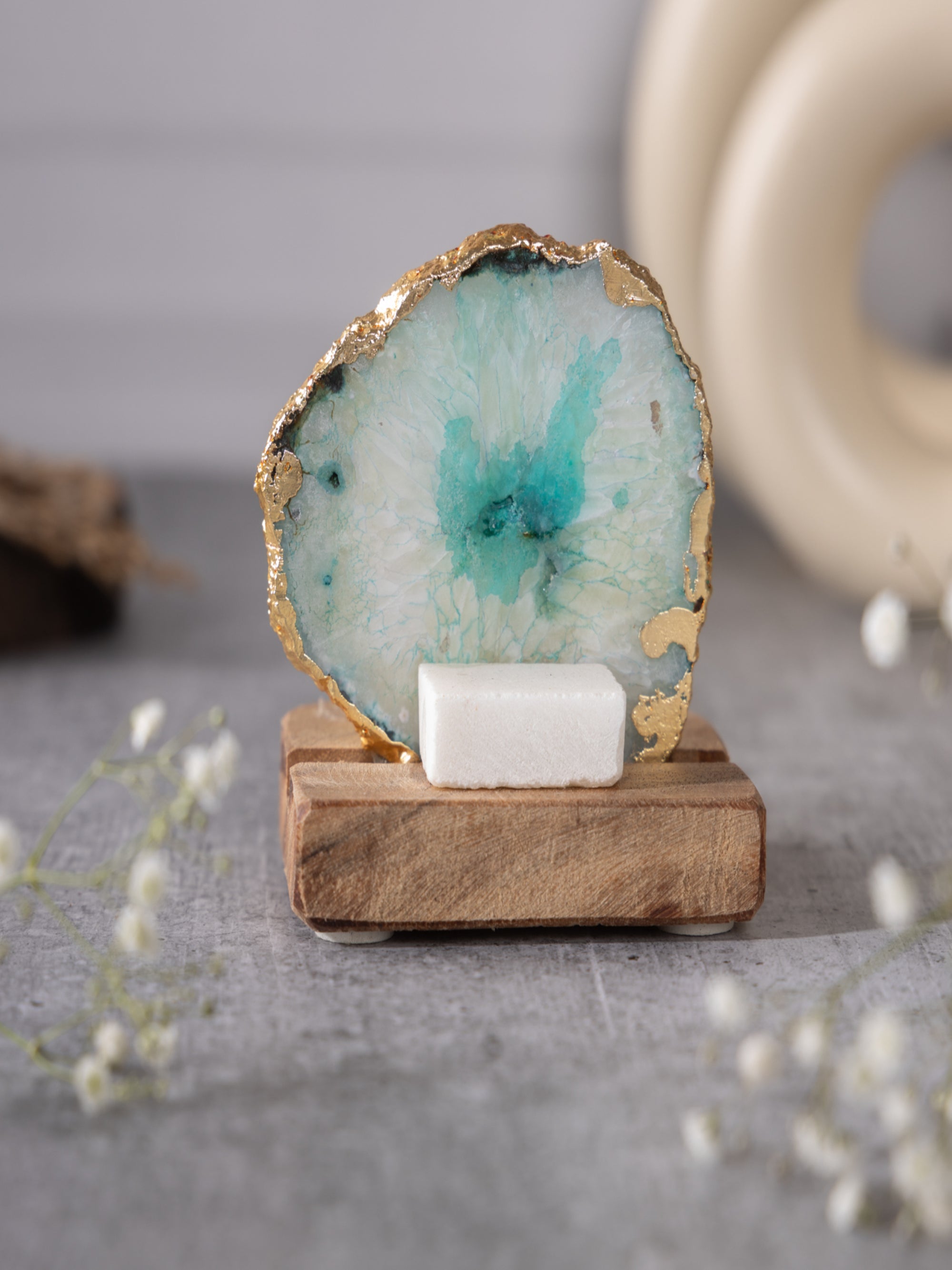 Ik Onkar Mantra Agate Tealight Wooden