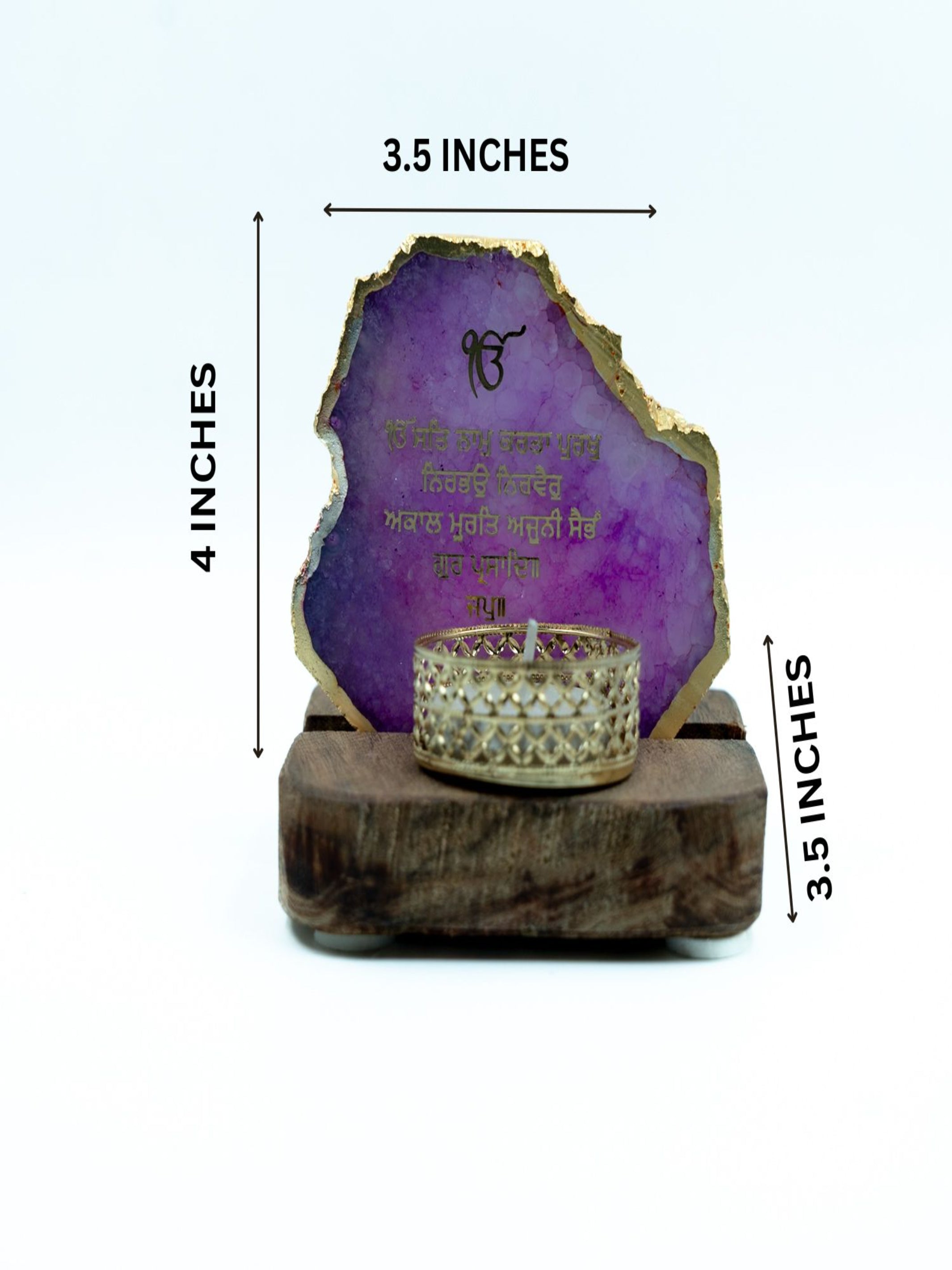 Ik Onkar Mantra Agate Tealight Wooden