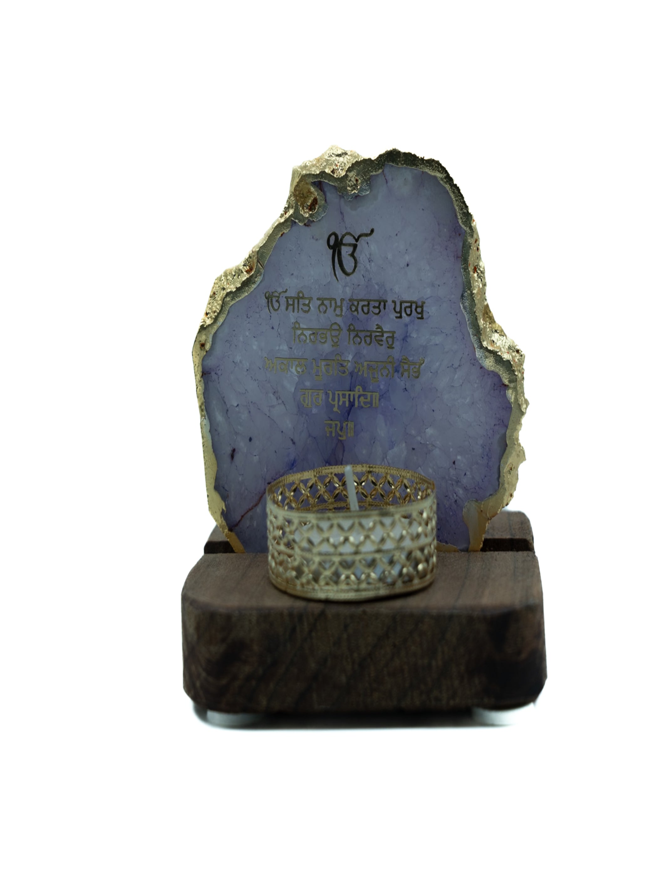 Ik Onkar Mantra Agate Tealight Wooden