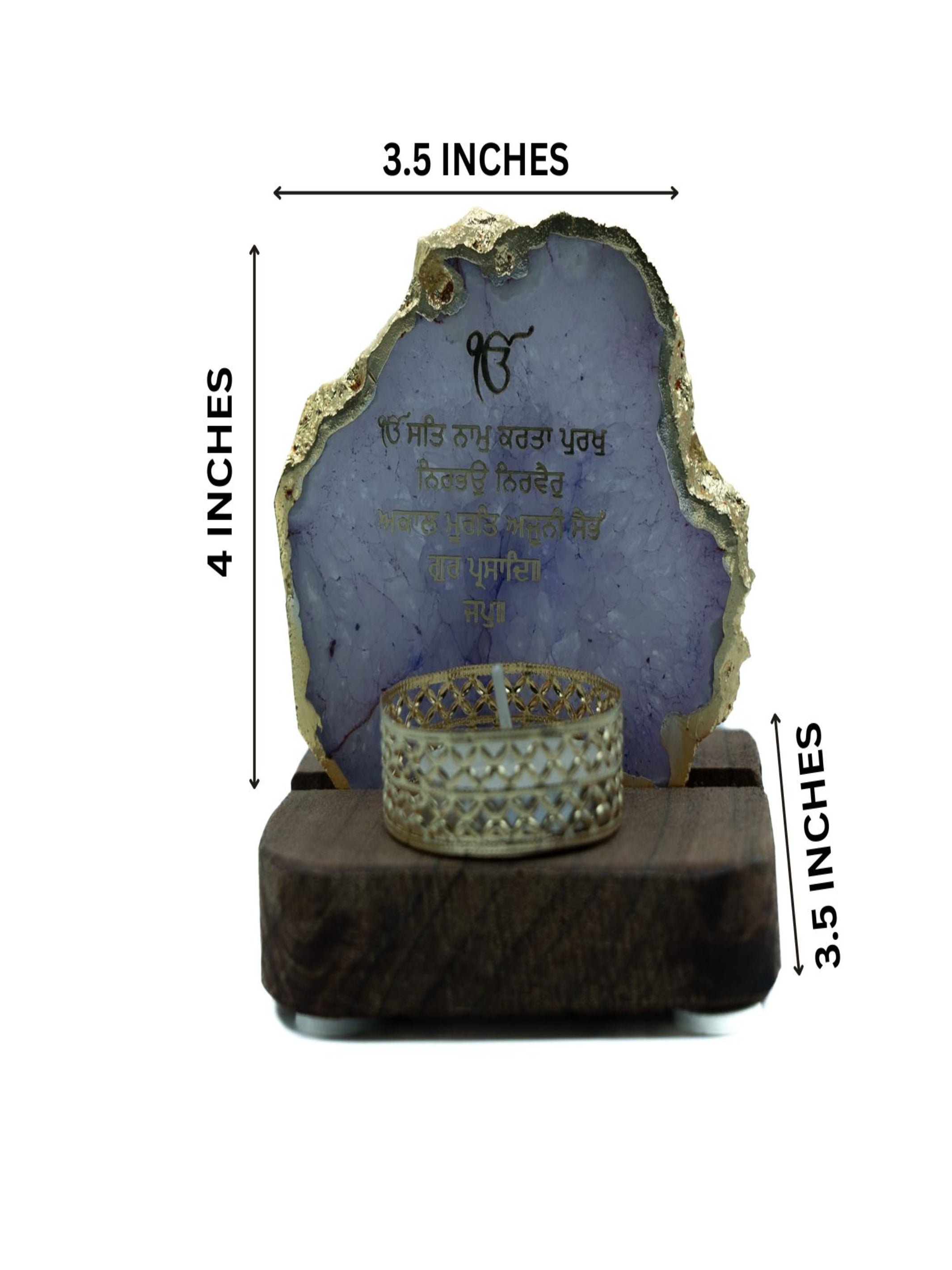 Ik Onkar Mantra Agate Tealight Wooden