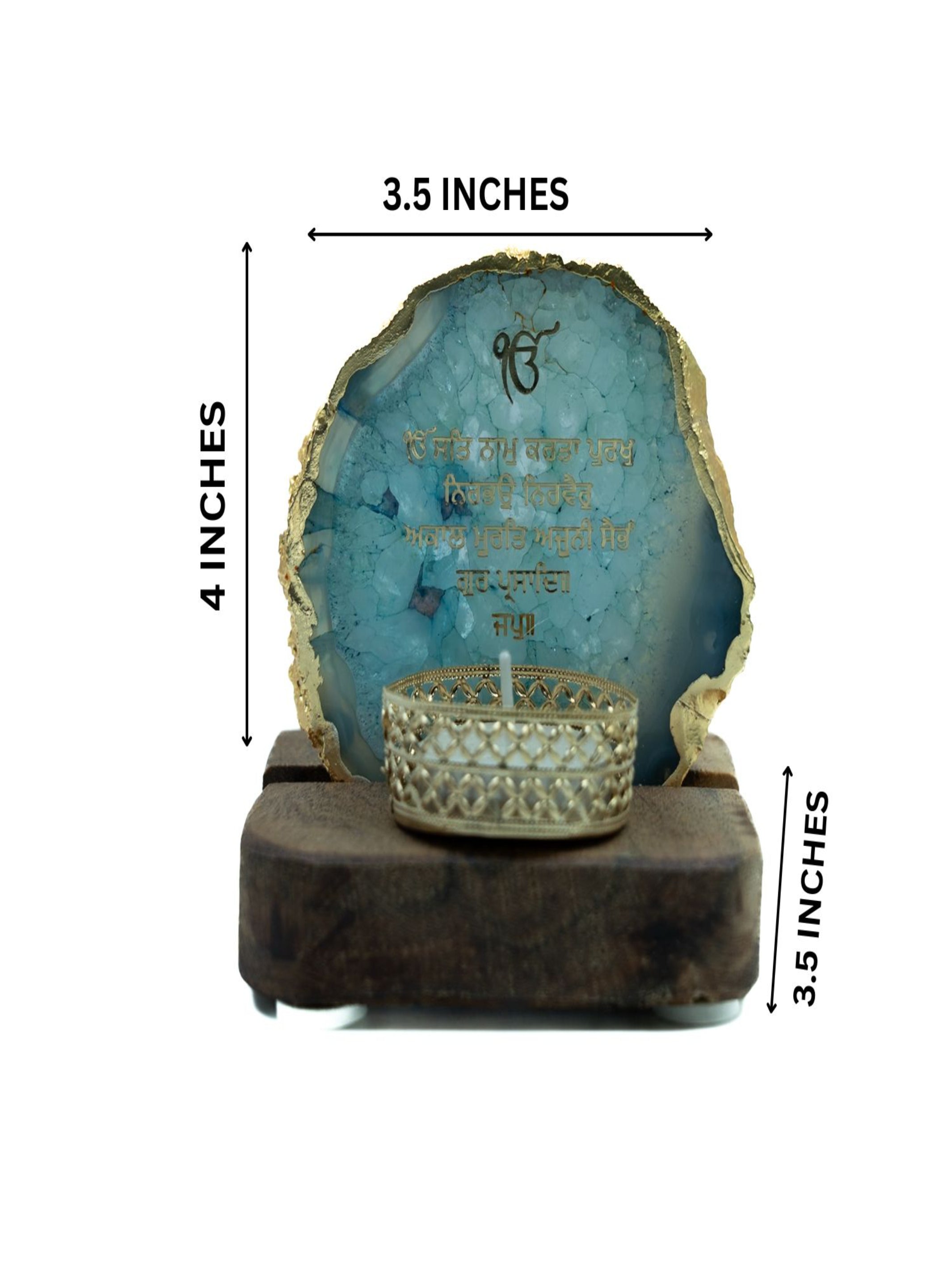 Ik Onkar Mantra Agate Tealight Wooden