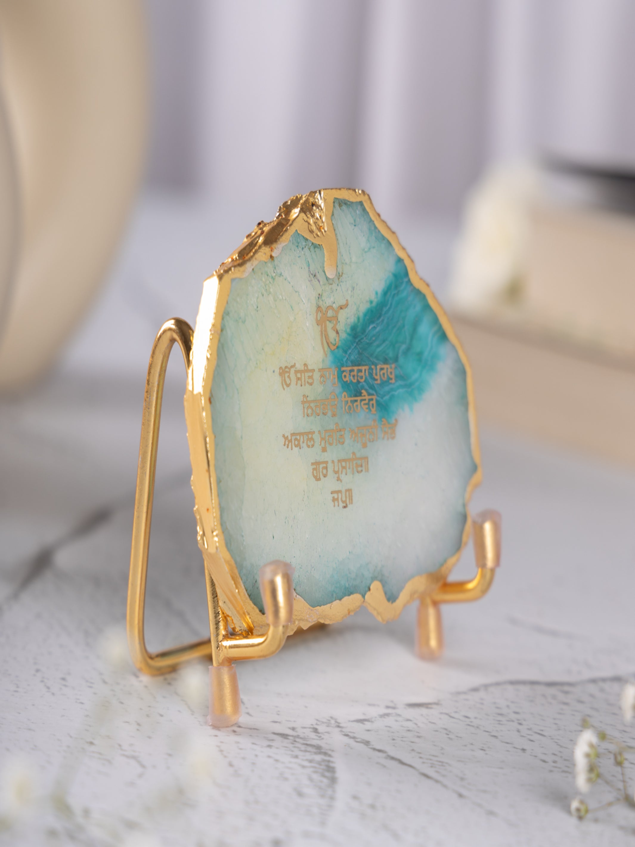 Ik Onkar Mantra Agate Metal Showpeice
