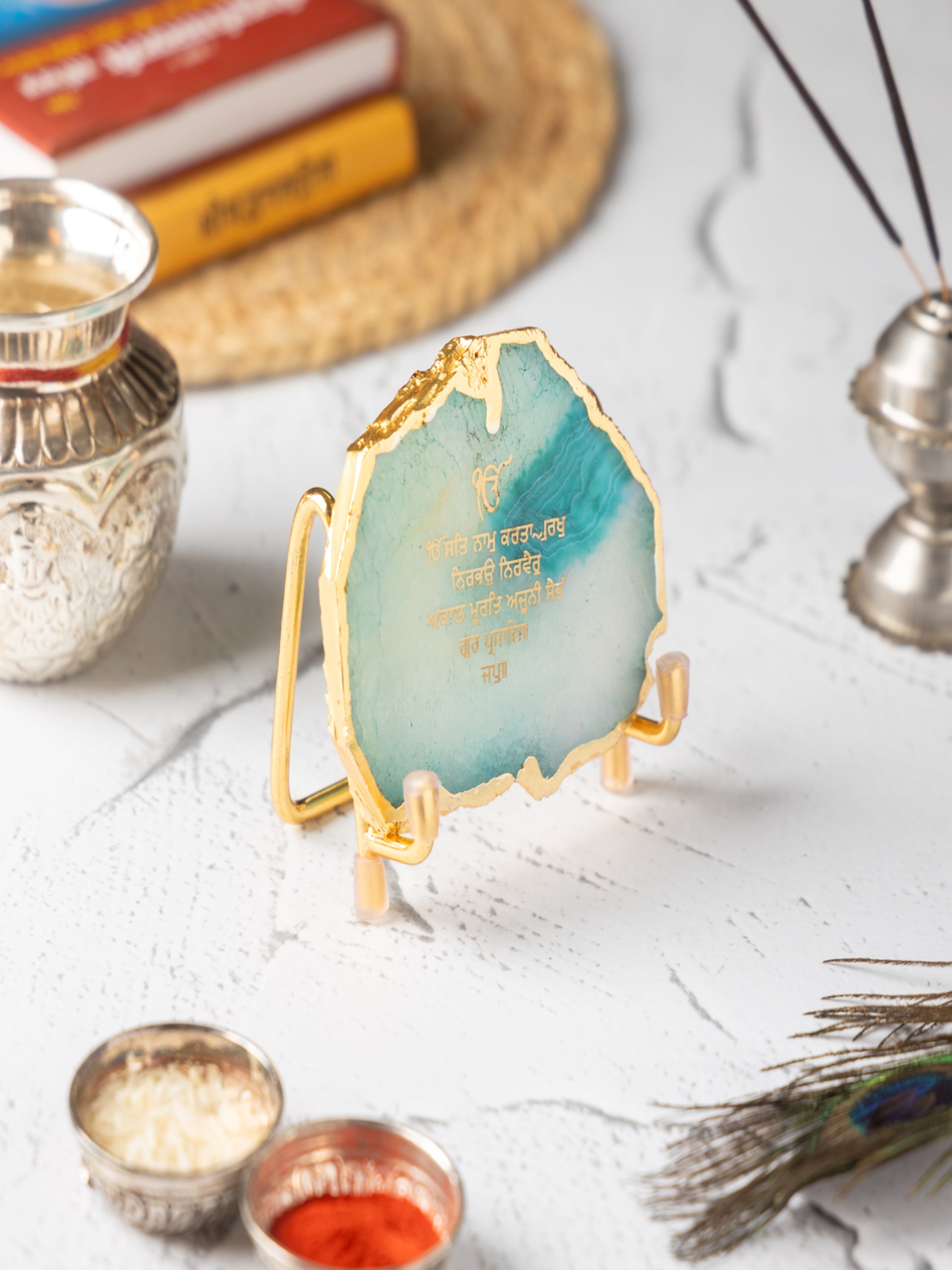 Ik Onkar Mantra Agate Metal Showpeice