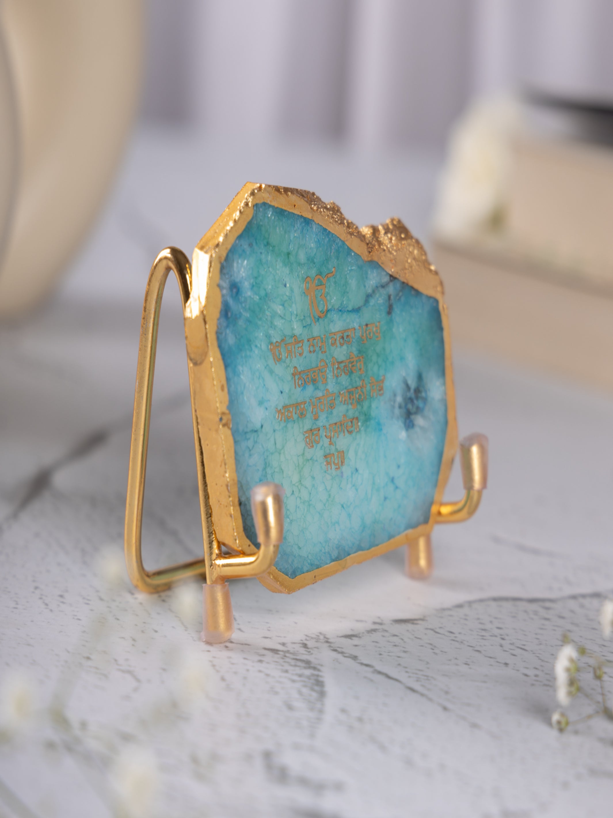 Ik Onkar Mantra Agate Metal Showpeice