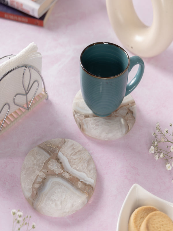 Agate Round Resin Coaster Set Of 2