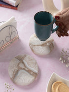 Agate Round Resin Coaster Set Of 2