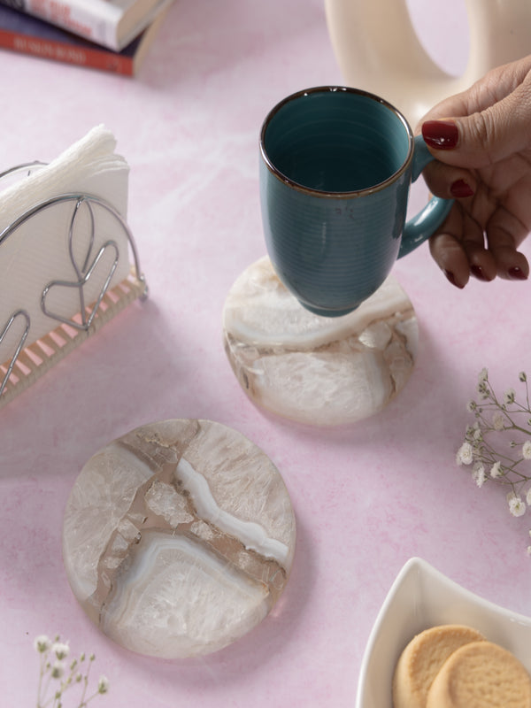 Agate Round Resin Coaster Set Of 2