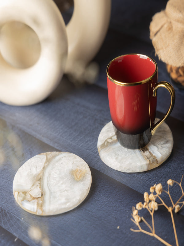 Agate Round Resin Coaster Set Of 2