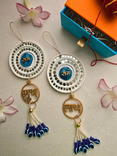Door Hangings for Home Decoration - Turquoise Shubh Labh Ram