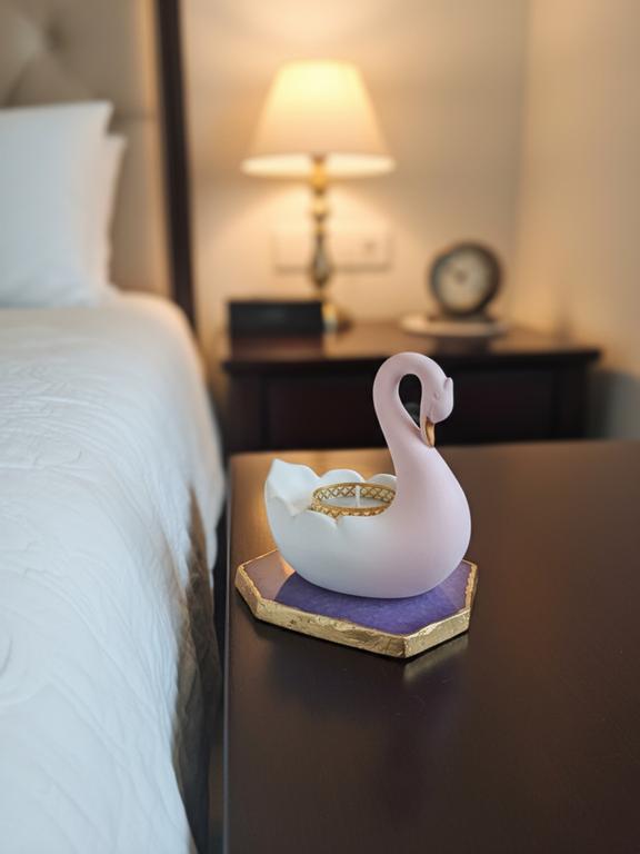 Swan Shaped Tealight Candle Holder Agate Base Purple