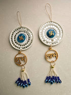 Door Hangings for Home Decoration - Turquoise Shubh Labh swastika