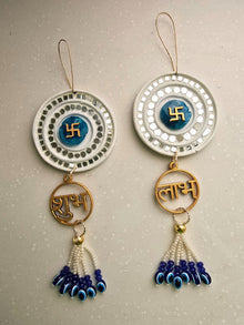 Door Hangings for Home Decoration - Turquoise Shubh Labh swastika