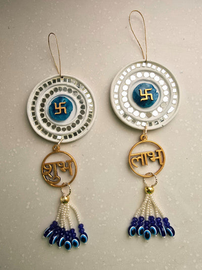 Door Hangings for Home Decoration - Turquoise Shubh Labh swastika