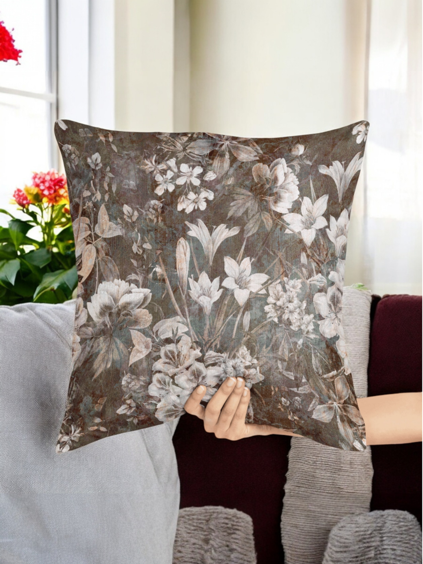 Antique Garden Velvet Cushion Cover - Set of 2