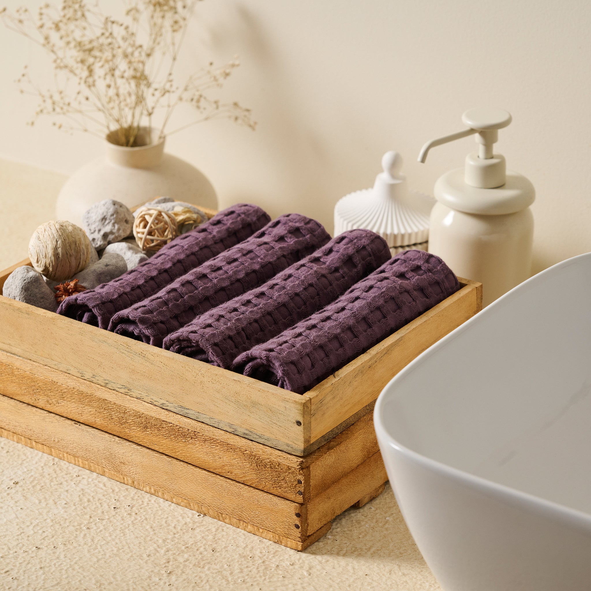 Amethyst | Cotton Bamboo | Waffle | Face Towel - Product Image 