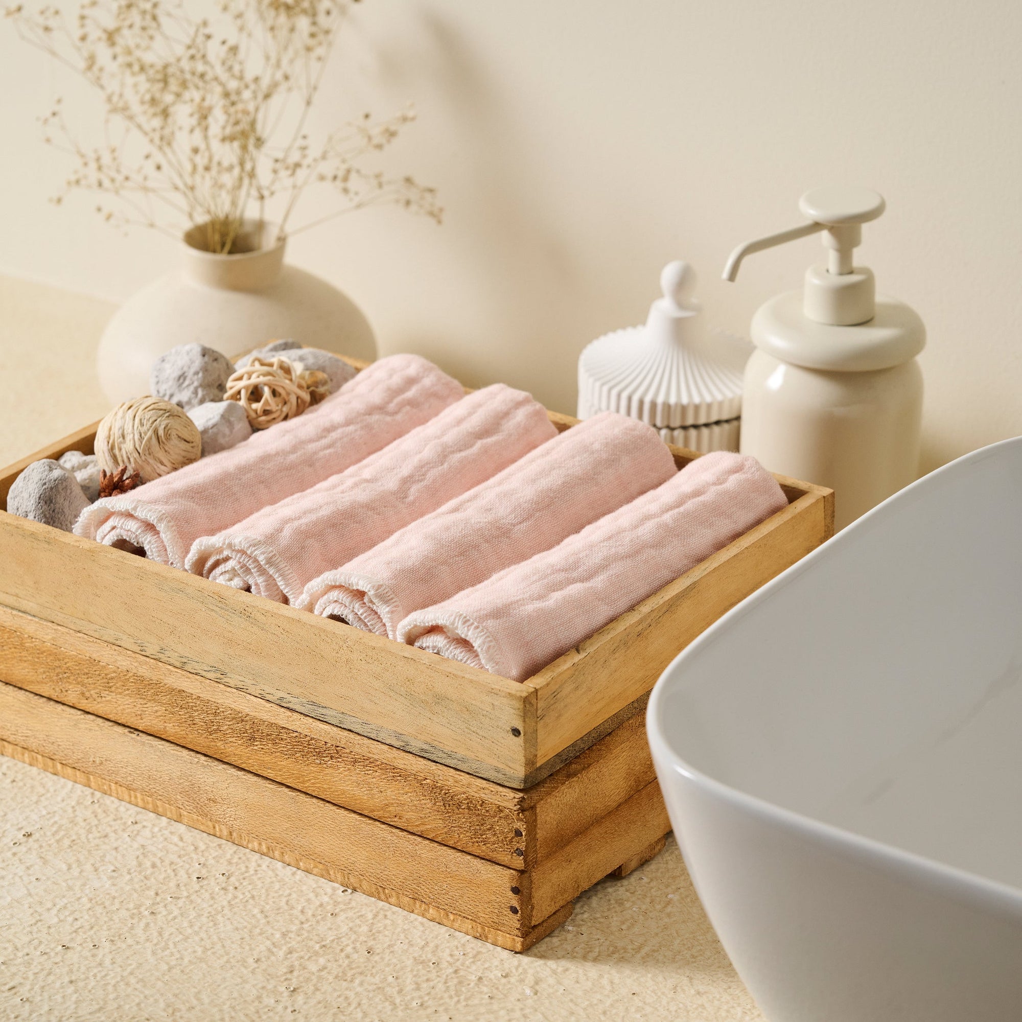 Apricot | Cotton | Gauze | Face Towel
