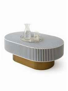 Inlay Jordan Oval Shape Coffee Table - Waterfall