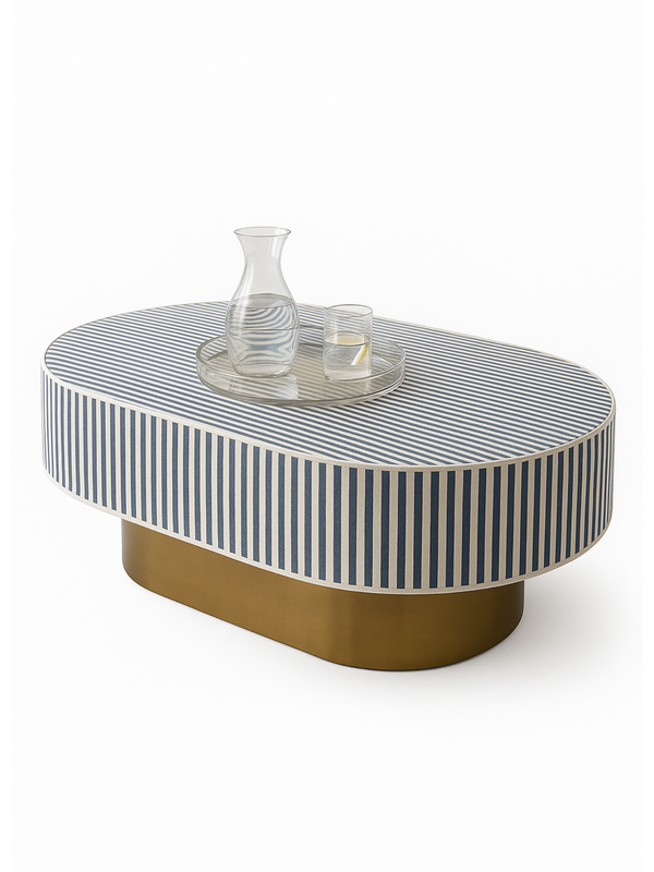 Inlay Jordan Oval Shape Coffee Table - Waterfall