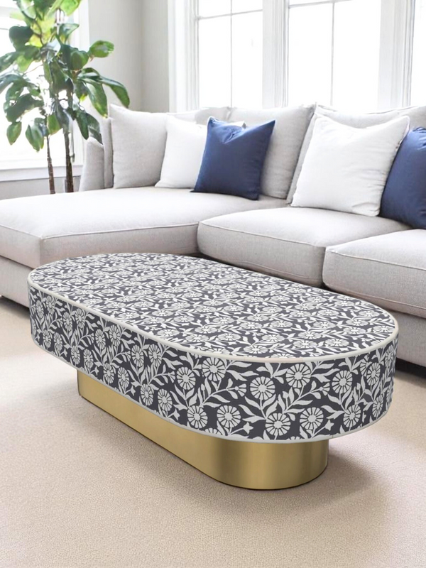 Inlay Jordan Oval Shape Coffee Table - Sunflower