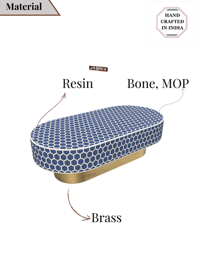 Inlay Jordan Oval Shape Coffee Table- Honeycomb