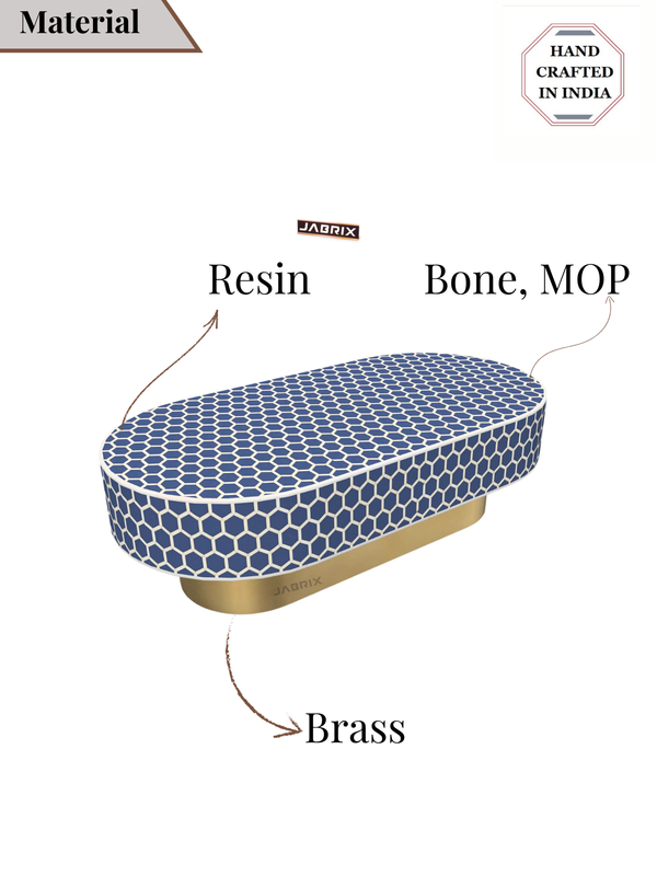 Inlay Jordan Oval Shape Coffee Table- Honeycomb