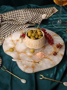 White Quartz Platter with Gold Line
