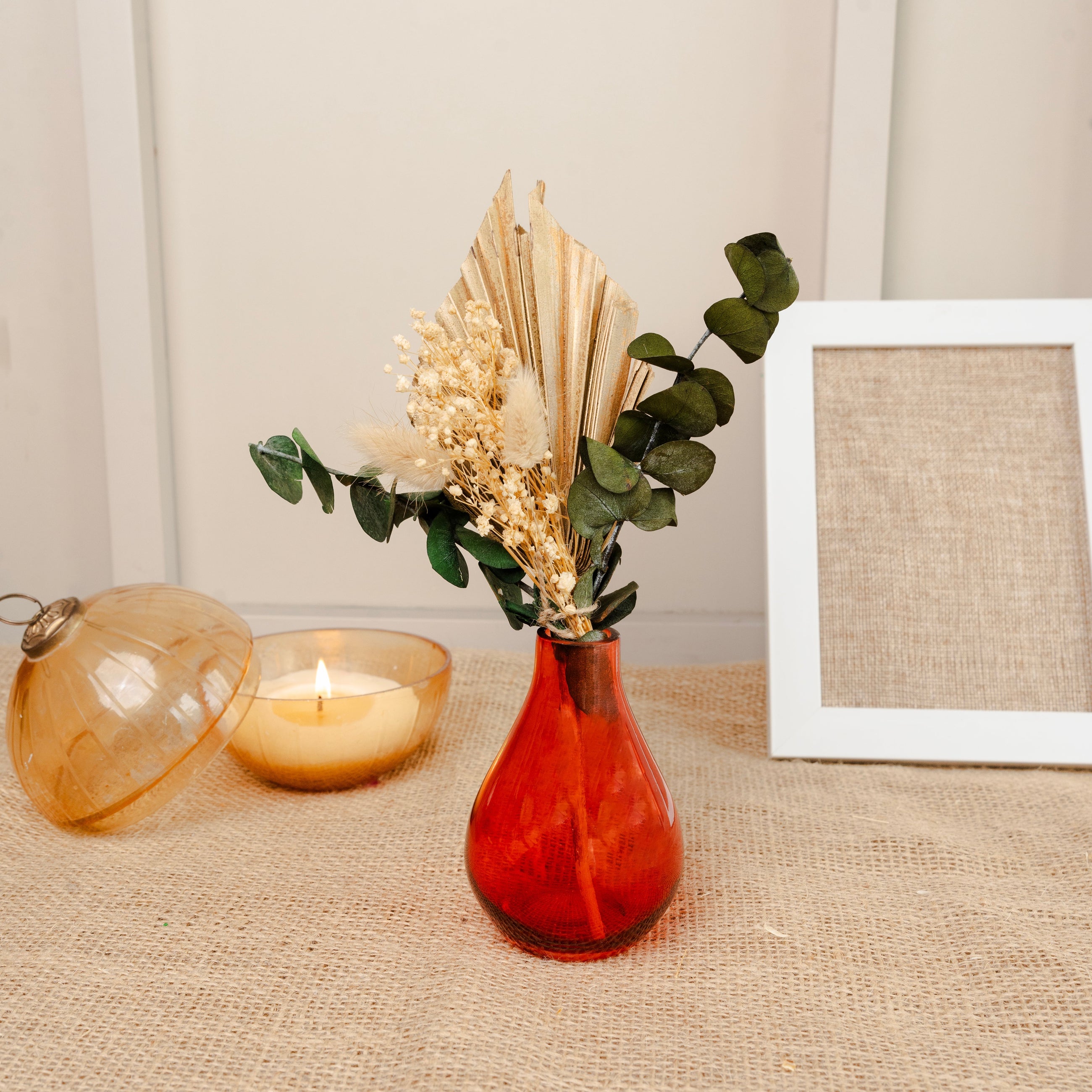 Amber Serenity Reed Diffuser with Dried Flowers & Vase | Home Fragrance - Product Image 