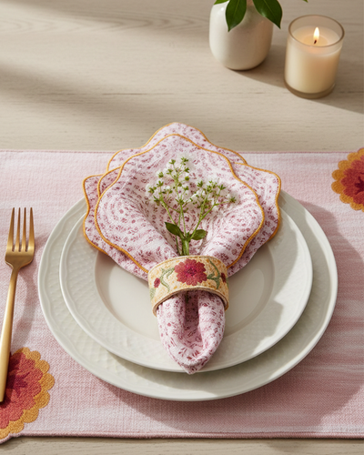 Mauve Circular Printed Cotton Napkin - 14"x14"