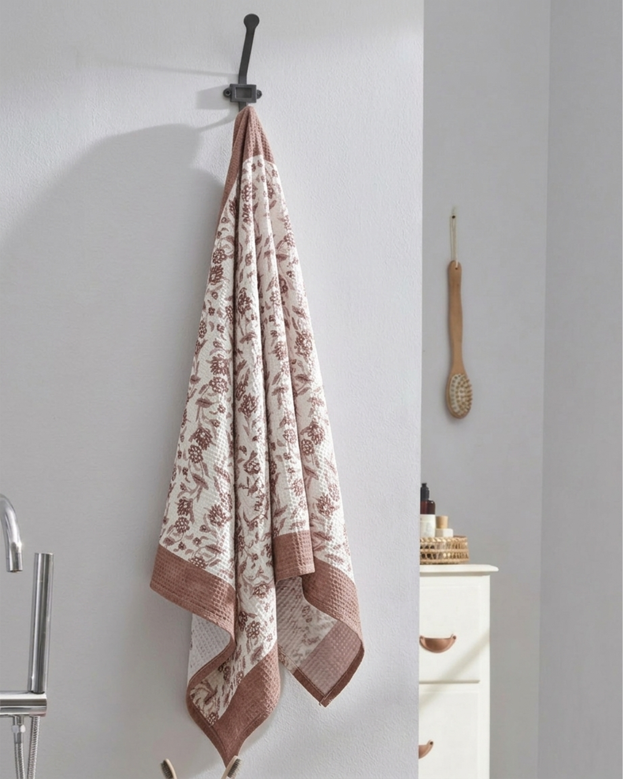 Khwaab Pink Cotton Waffle Bath Towel