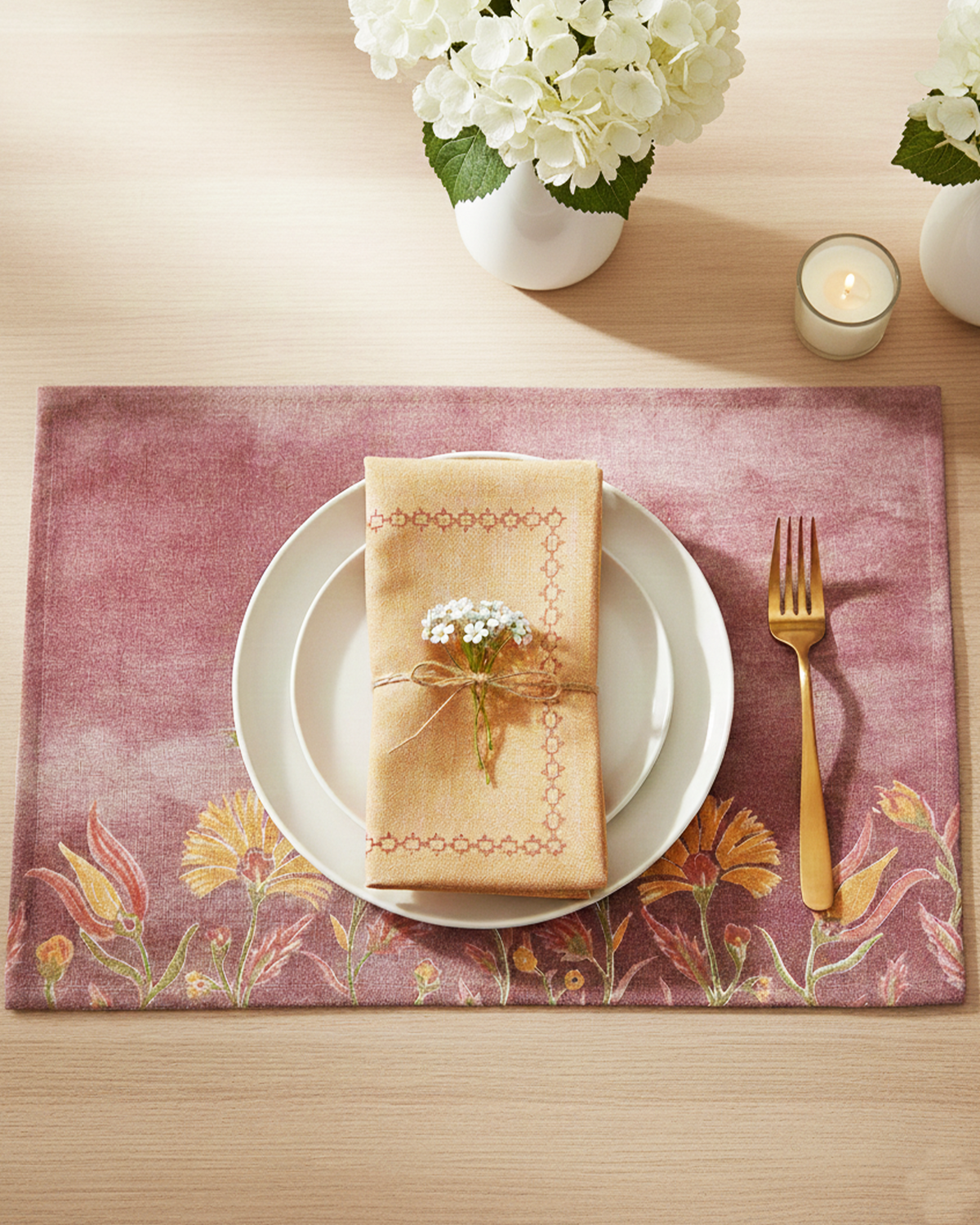 Miyana Yellow Embroidered Napkin - 16"X16"