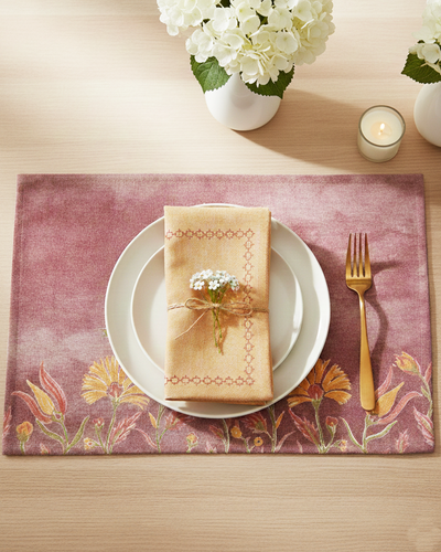 Miyana Yellow Embroidered Napkin - 16"X16"
