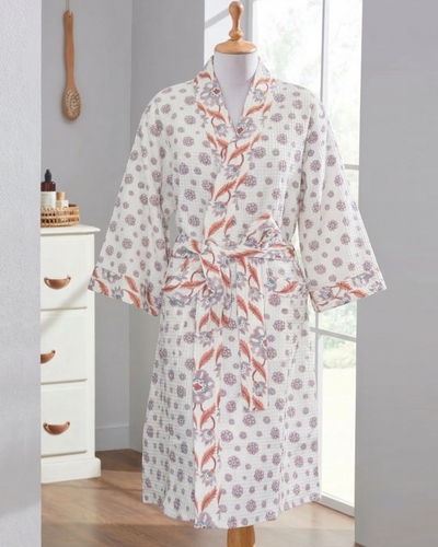 Rahat Flower Cotton Waffle Bathrobe