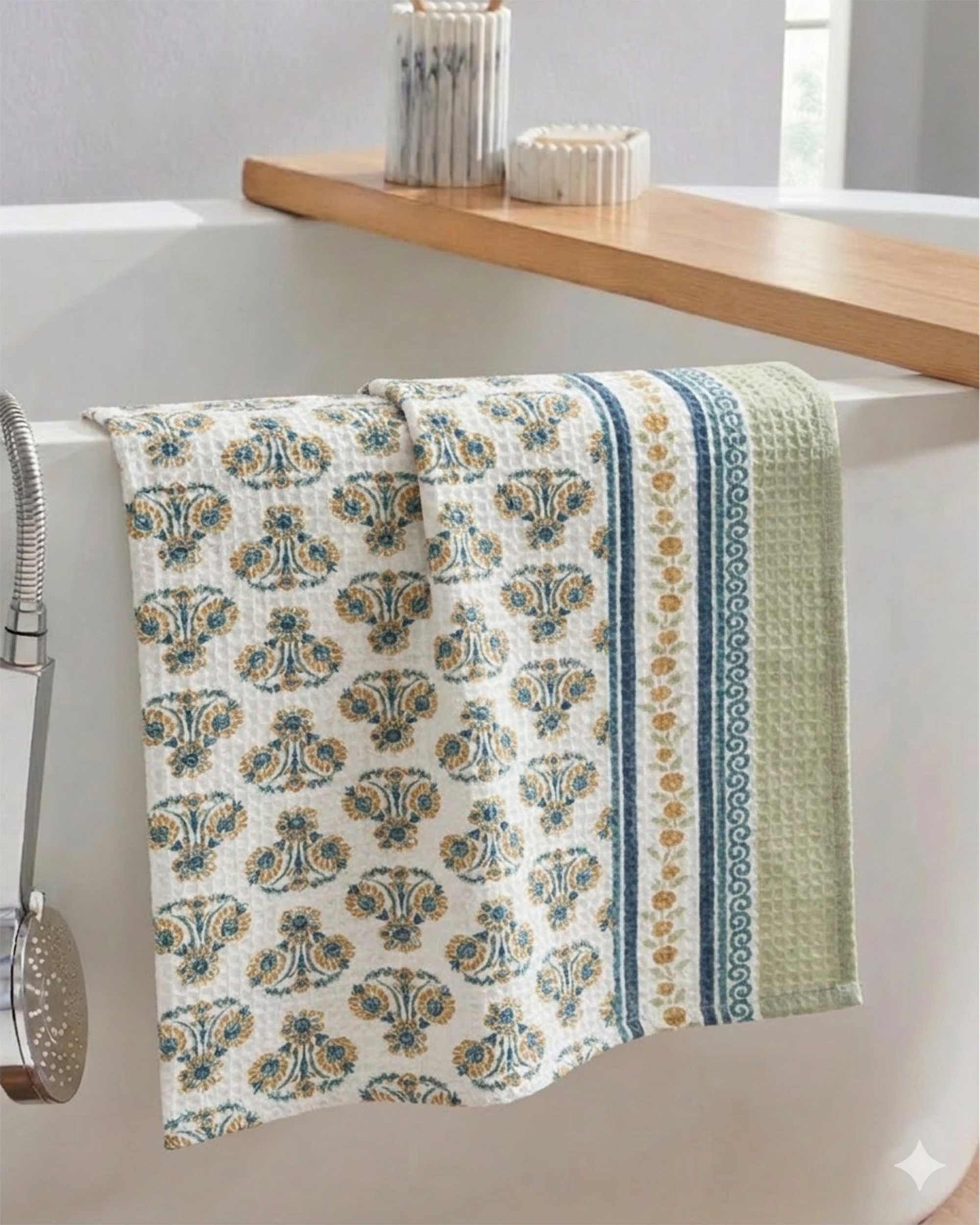 Khwaab Green Hand Towel | Set Of 2