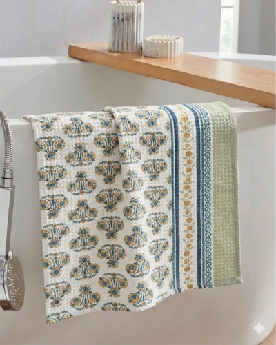 Khwaab Green Hand Towel | Set Of 2