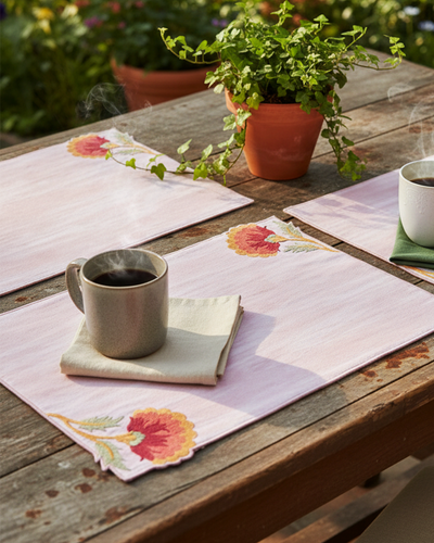 Rahat Mauve Embroidered Placemat Set of 4 - 12"X18"